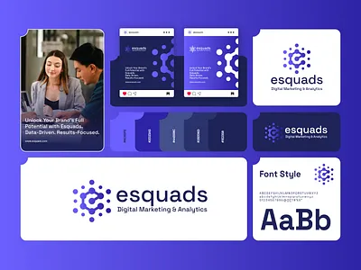 esquads - Agency abstract agency analitics branding data e e logo graphic design logo logo concept logo creation logo design logo e marketing minimalist purple ui violet