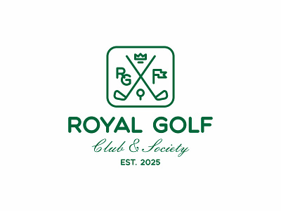 Royal Golf Emblem Logo badge logo branding crown flag golf golf badge golf ball golf branding golf identity golf logo golf stick logo