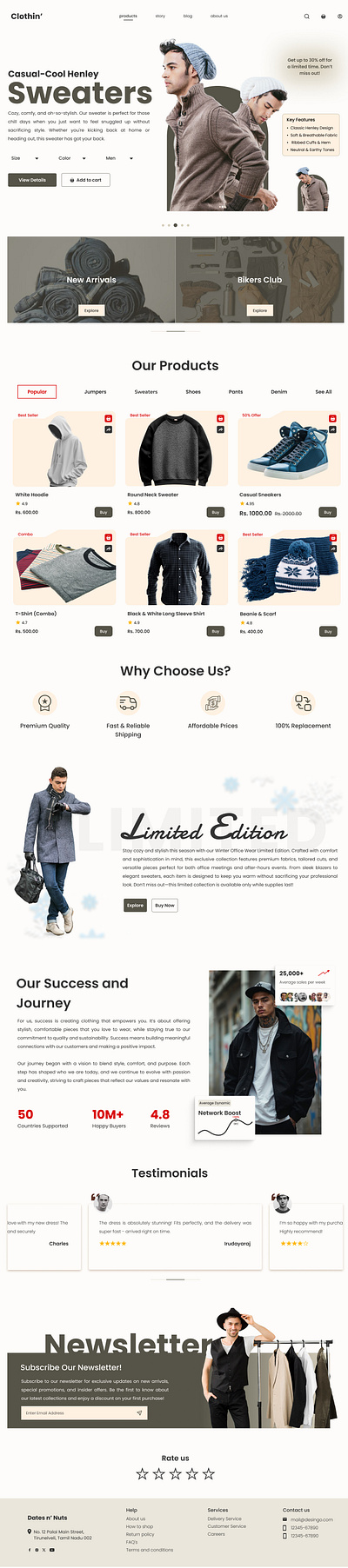 Clothing Website - Landing Page Design e commerce e commerce design figma landing page landing page design photoshop ui ui design uiux uiux design user experience user interface ux ux design web design website design