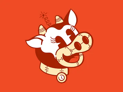 Burger Time Machine burger cow diner future logo red restaurant retro space time