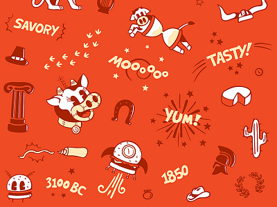 BTM Pattern burger future illustration past pattern red restaurant retro time