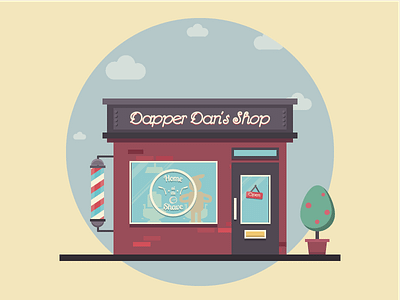 Dapper Dan's Shop barber classic flat illustration illustrator shop