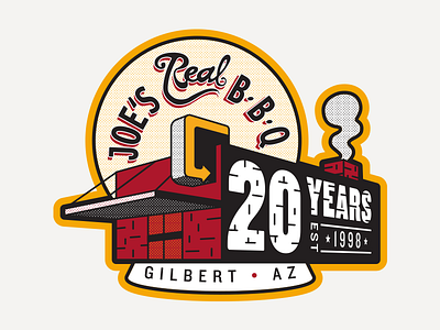 Joe's BBQ 20 Years 20 years anniversary bbq halftones lockup logo