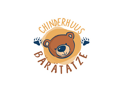 Chinderhuus Baratatze animal bear child friendly hand drawn happy kids kindergarten logo