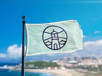 Nobbys Lighthouse Flag beach branding brandmark flag landmark lighthouse logo ocean symbol tourism water