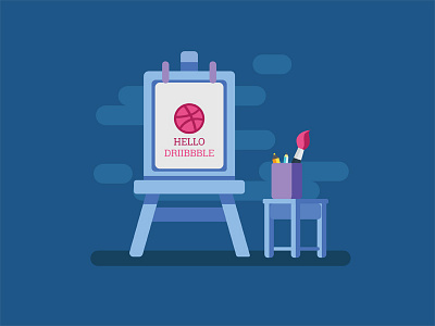 Hello Dribbble design dribbbleinvite first flat flatdesign hello illustration illustrator invite