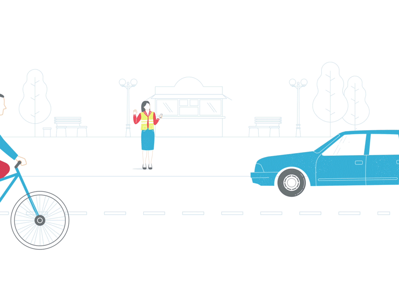 Street bicycle bike bus car cars city street traffic vector