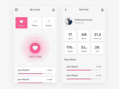 healthy apps 2017 apps care clean design healthy hearts moddern pink smooth ui ux
