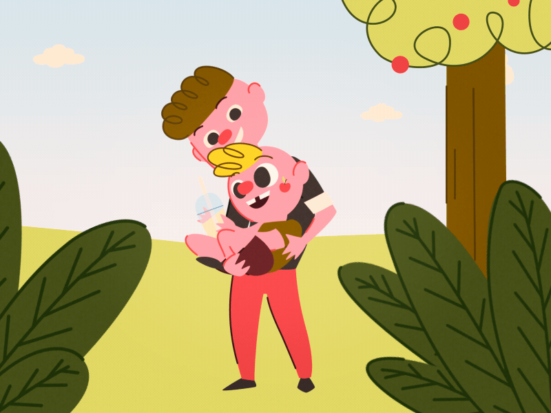 Dad and Junior animation character country dad desgin family rig son throw