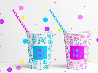 Festive Paper Cups confetti cups festive foda illustration paper pattern pink blue vector