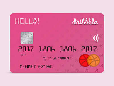 Hello dribbble! credit card debut design dribbble first hello invite shot