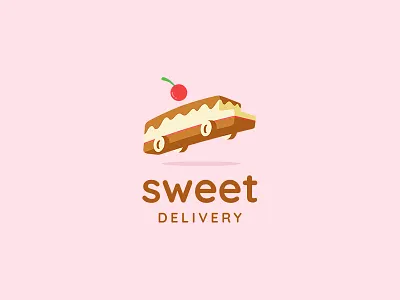 Sweet Delivery ancitis bakery bus cake car cherry delivery desert design logo sweet