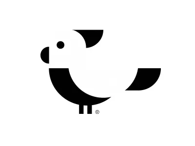 Parrot bw icon logo minimal negativespace parrot symbol