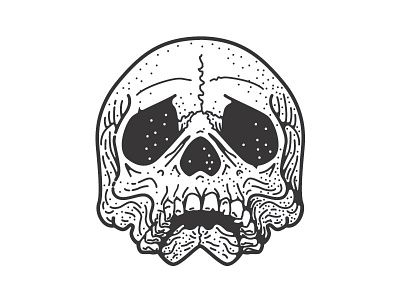 Skull black and white bone head graphic design skull stippling