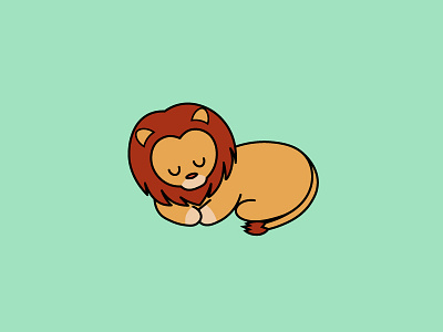 Sleepy Lion animals cute flat illustration lion sleepy vector wild