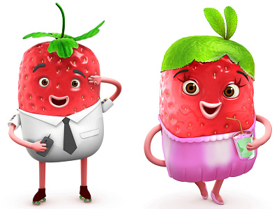 Vfresh Strawberry 3d 3dsmax advertising cartoon character desing strawberry