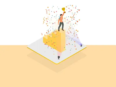Wins- Isometric Illustration celebration illustration isometric trophy win