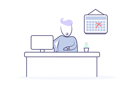 Billy is late 😱 app branding illustration illustrator purple