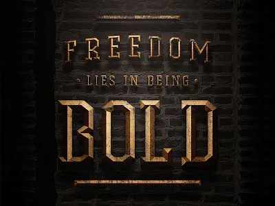 Freedom Type bevel illustrator light metal photoshop shading typography wall