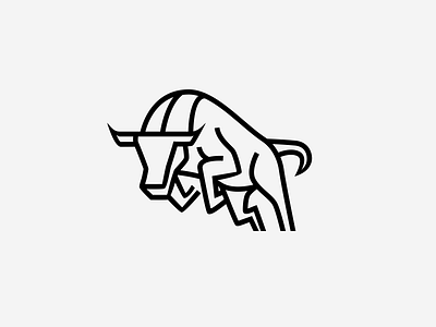 Charge ! animal bull horn logo monoline muscle strong wild