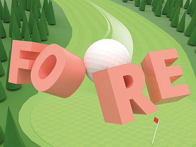 Fore 800x600 3d blender colour game golf design illustration new poly typography