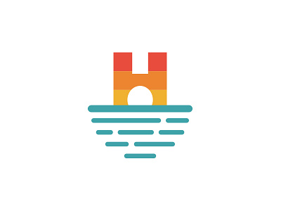 "H" Sunset h icon killed lake logo logomark sunset unused water