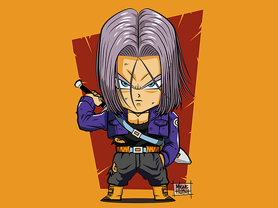 Mirai Trunks anime chibi dragon ball draw drawing illustration illustrator manga migne origamigne trunks vector