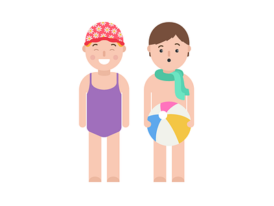 💦 Bathing people - Ruter bathing character design illustration summer vector