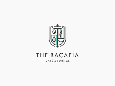 The Bacafia cafe coffee cup icon logo modern shield simple