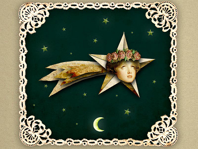 Cecilia of the Night art cecilia collage comet crown graphics moon motion night paduapix roses stars