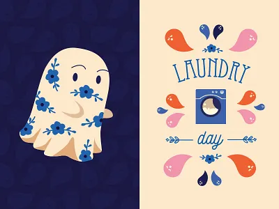 Ghost's Laundry Day floral ghost laundry