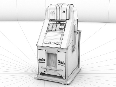 Vintage Slot Machine Wireframe 3dart cinema4d fullsail vintage vintageslotmachine