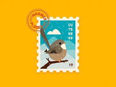 She Needs Vacation 2d anano character cute cuteness fat flat illustration stamp summer vacation winter