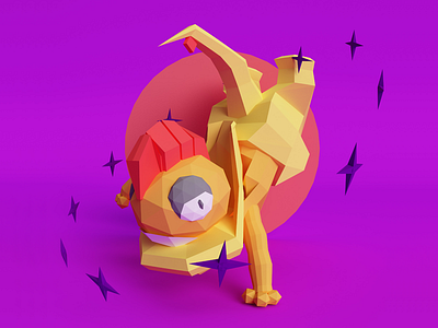 Scrafty 3d c4d character geometric low poly nintendo pokemon video game