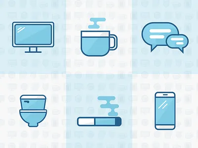 Amenities icons amenities blue bus amenities cigarette coffee icons icons set illustration phone reserbus toilet tv