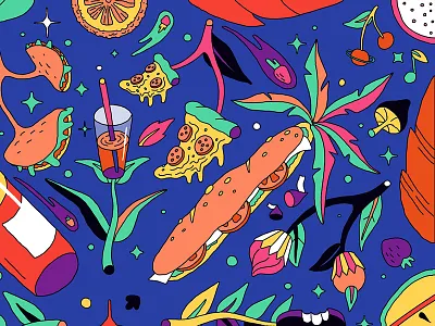 Yume Lunch Bag Module 2d design detail food illustration illustrator module pattern stars universe vector
