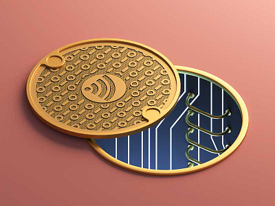 Deep,dark web 3d c4d cyber deep illustration manhole market security surf web