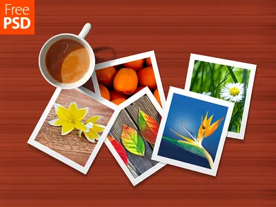 Cup And Photos Mock Up Free Psd coffee mug freebie freepsd mockup photo mockup photo template psd realistic mockup template