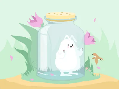 Don't tie bird illustrations painting plant rabbit