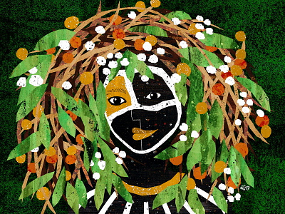 Natural Beauty african face floral flowers illustration jungle paint woman