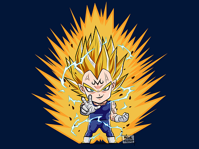 Majin Vegeta anime chibi dragon ball draw drawing illustration illustrator manga migne origamigne vector vegeta