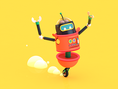 Robot Run 3d animation cartoon character design robot run toy vinyl wheel