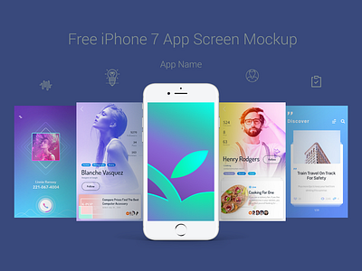 Free Premium iPhone 7 App Screen Mockup PSD app mockup free mockup iphone app mockup iphone screen mockup mockup psd psd mockup screen mockup