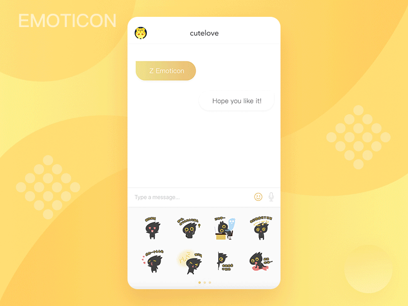 Z Emoticon app guide illustration ios page screen z emoticon animation ui