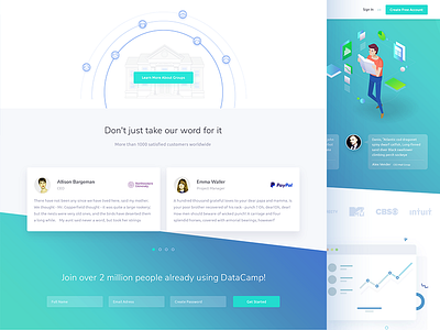 Landing Page fan footer hero icon illustrations landing page testominal ui ux