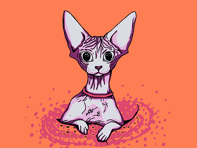 Big Eyed Sphynx Kitty alien animal drawing big ears big eyes cat illustration creepy kitty naked cat nekkie sphynx cat weird cat wrinkly cat
