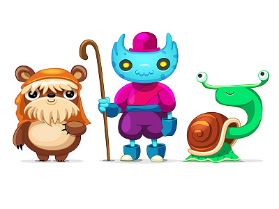 Space Cantina - Folk Aliens #3 aliens bear character design dudes ewok folk game illustration shepherd snail space space cantina