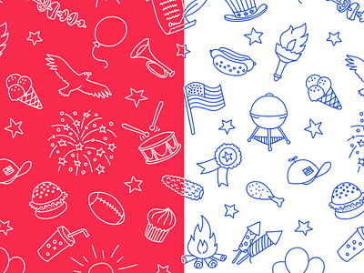 4th Of July Pattern america celebration eagle food hand holiday icon independence pattern torch united states