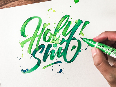 Holy Shit brushpen colors handlettering handmade lettering watercolor