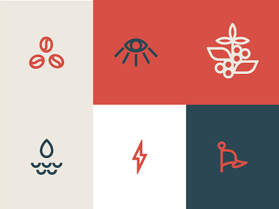 Coffee Icons coffee coffee beans coffee plant eye flag lightning